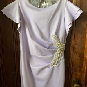 Light purple ruffle sleeves gown with crystals